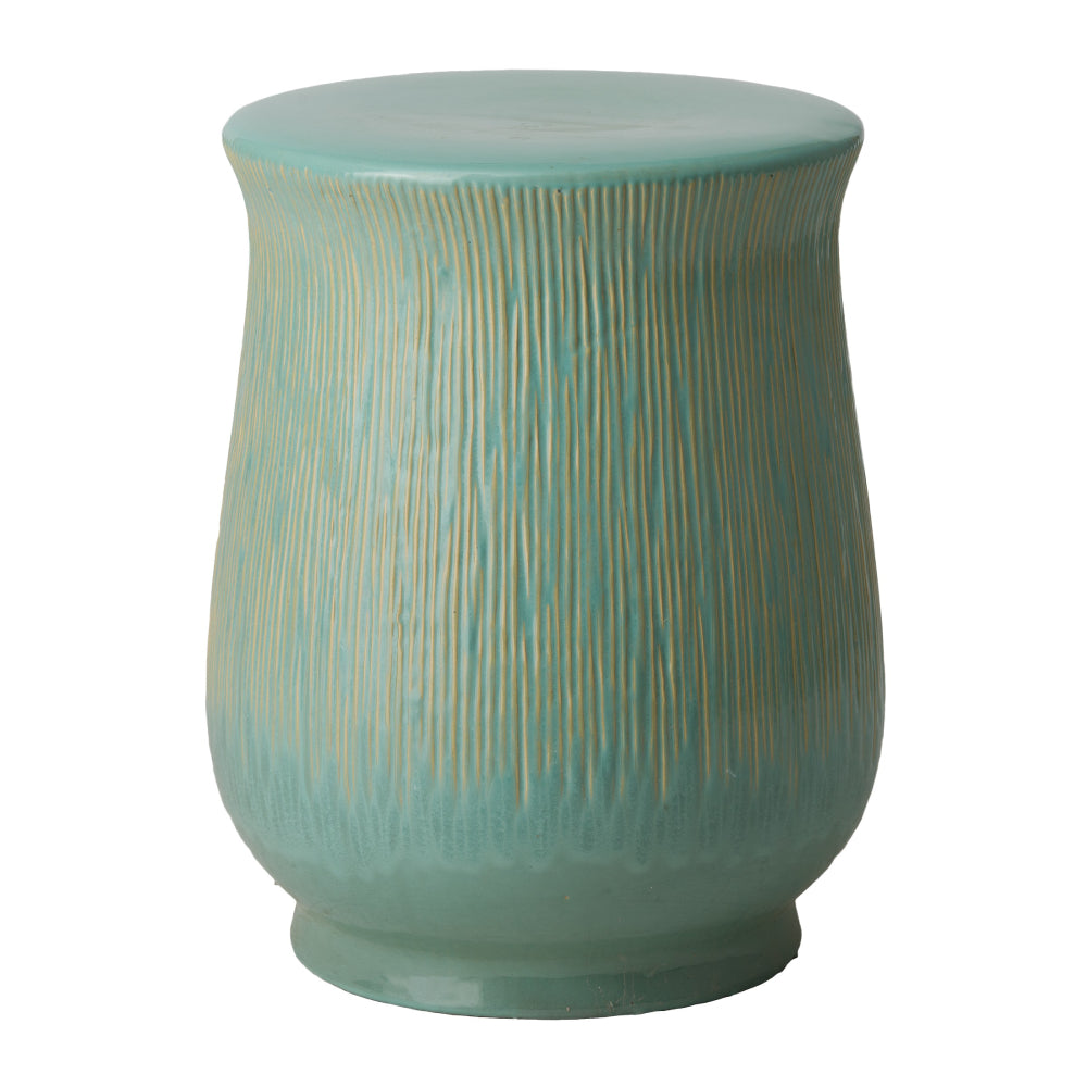 Serrated Chalice Garden Stool – Teal Glaze