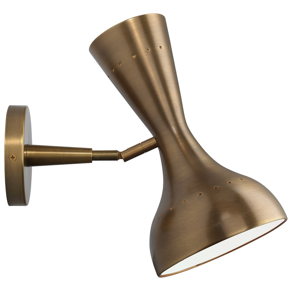 2-Bulb Hourglass Hood Wall Sconce – Antique Brass