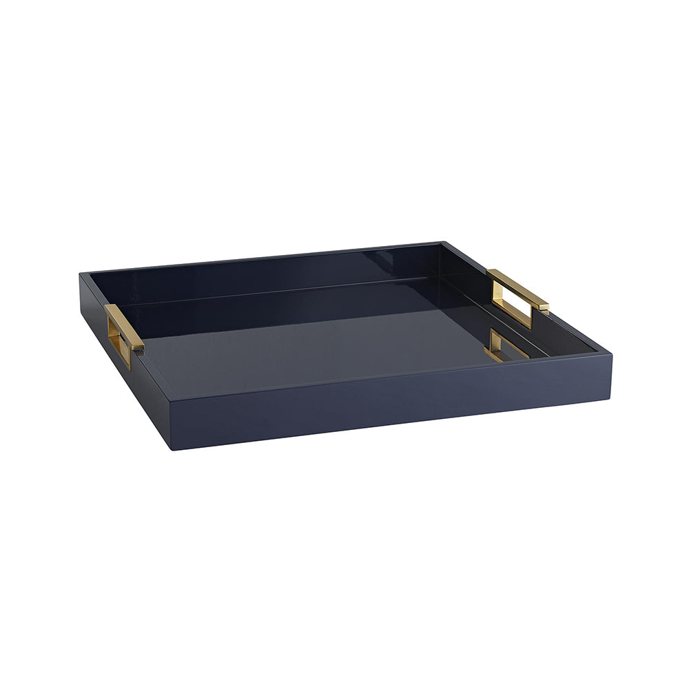 Arteriors Parker Lacquered Wood Tray with Brass Handles - Large