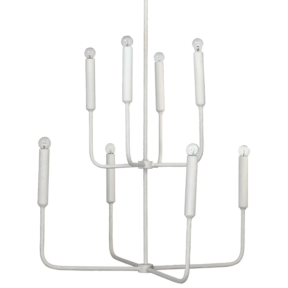 2-Tier White Gesso Chandelier