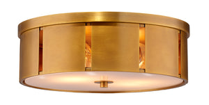 Small Orbit Flush Mount Ceiling Light - Antique Brass w/ Acrylic Diffuser