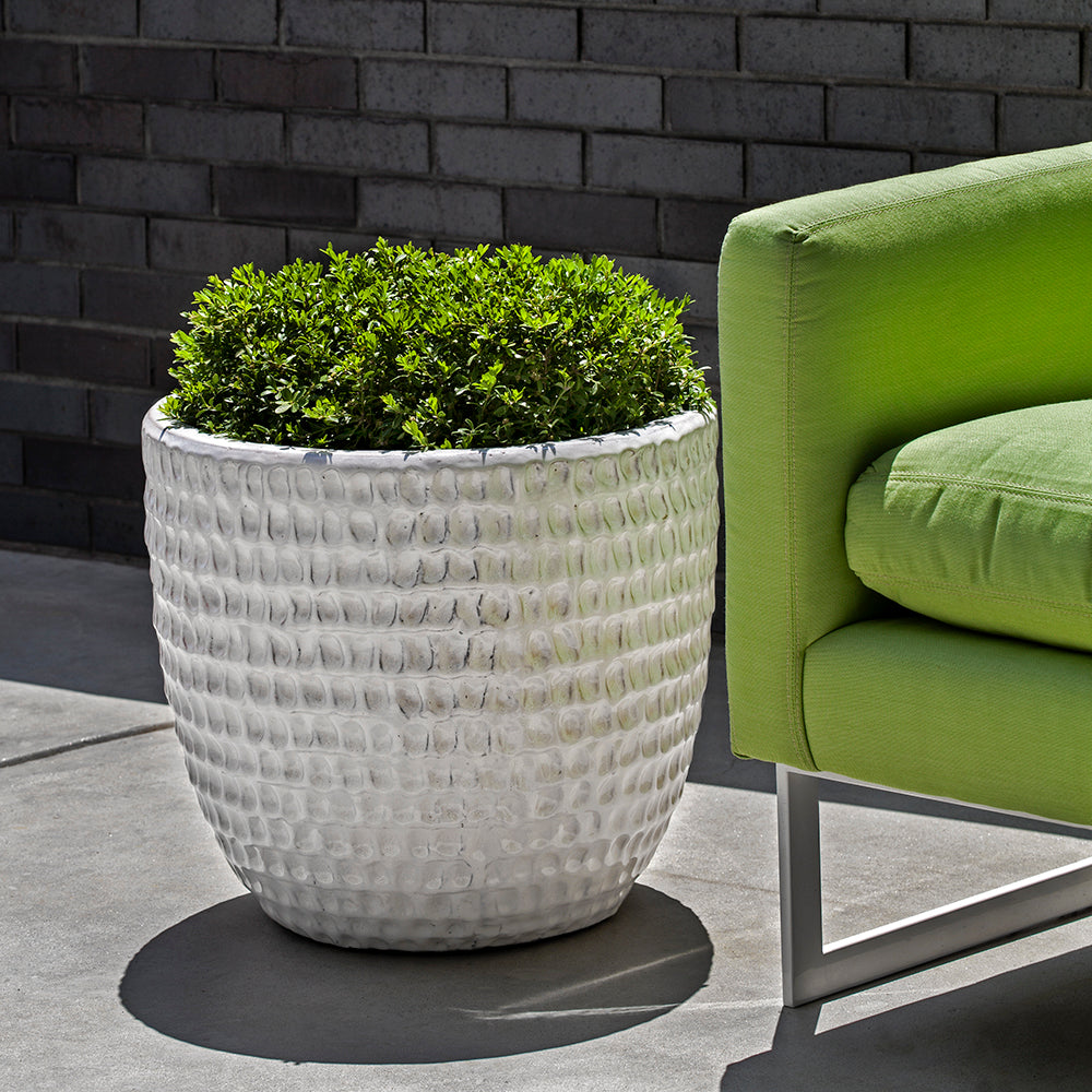 Antique White Dimpled Glazed Planters - Set of 3