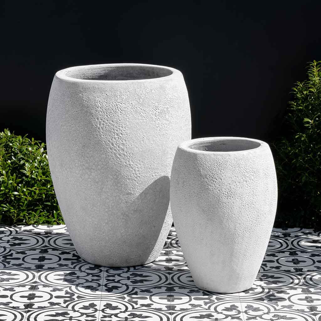 White Corral Glazed Terra Cotta Bullet Planters - Set of 2