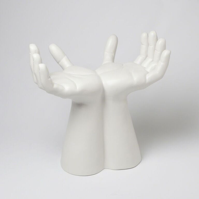 Ceramic Hands Stool - White