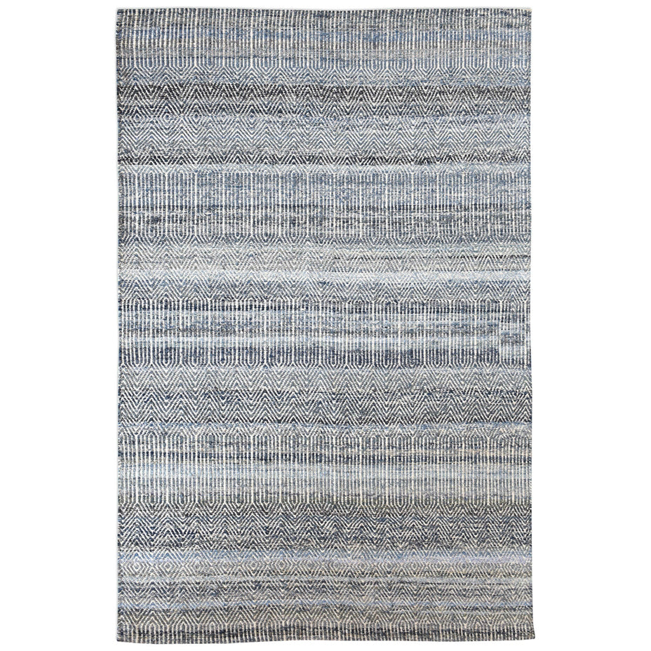 Bolivia Handwoven Birds-Eye Pattern Wool & Denim Rug - Blue