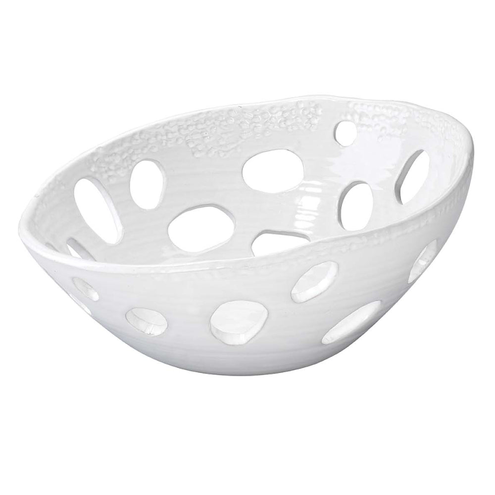 Asymmetric Decorative Ceramic Bowl – White