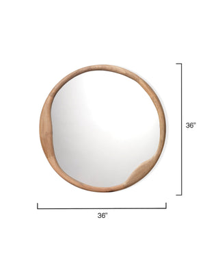 Organic Round Mirror in Natural Wood