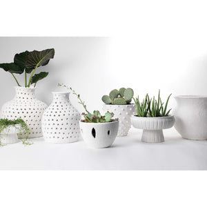 Decorative Ceramic Bowl with Cutouts – Matte White