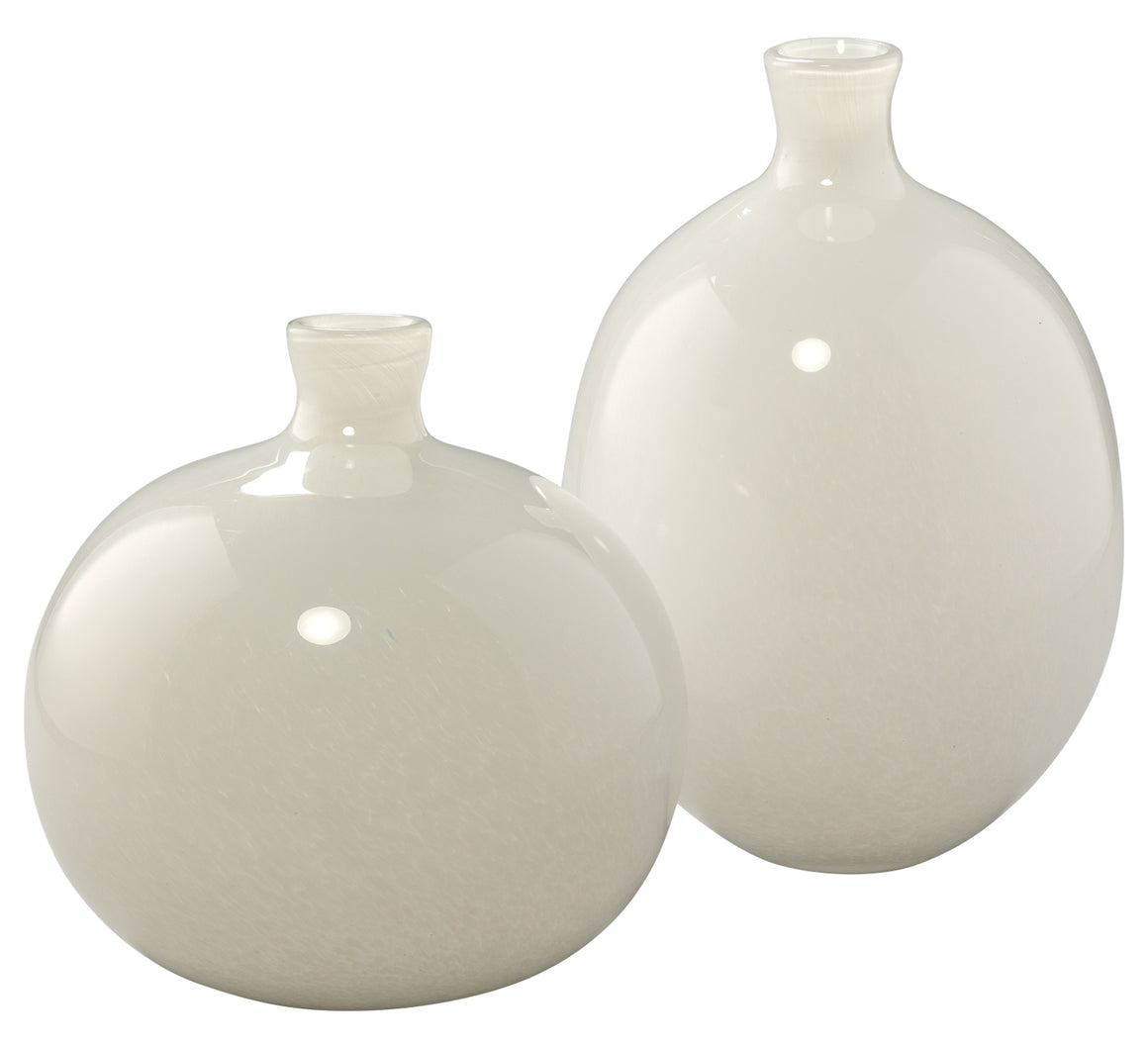Minx Vases in White Glass (Set of 2)