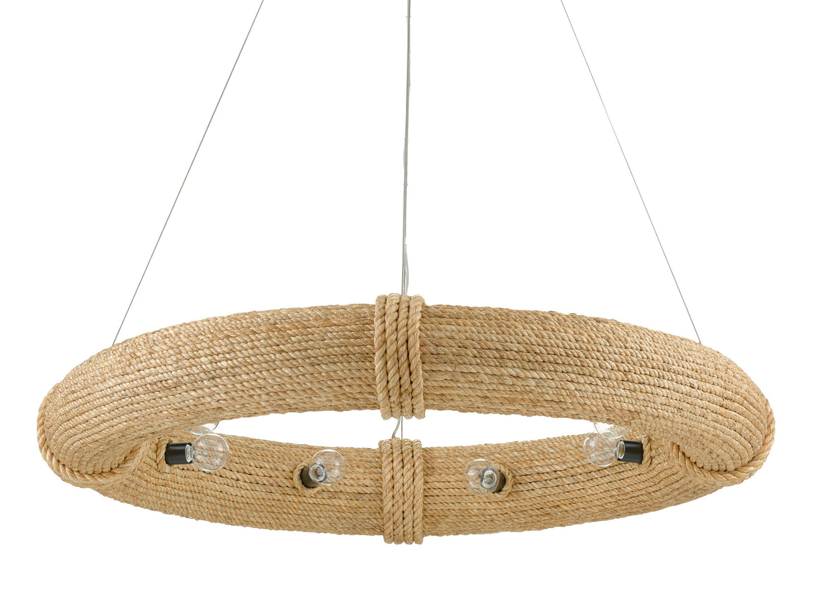 Portmeirion Chandelier - Satin Black/Abaca Rope
