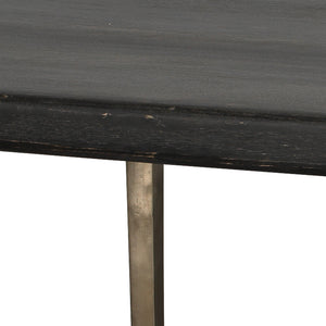 Farmhouse Dining Table in Dark Wood & Antique Silver Legs