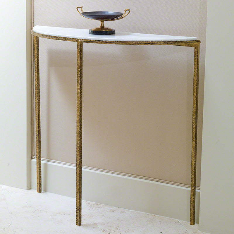 Demi-Lune Hammered Console - Gold