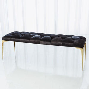 Luxe Black Hide Tufted Bench