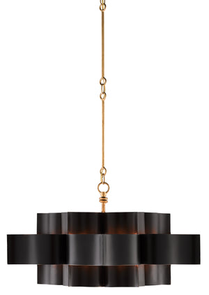 Currey and Company Grand Lotus Black Large Chandelier