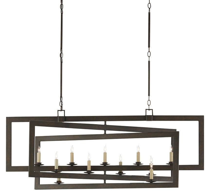 Currey and Company Middleton Bronze Rectangular Chandelier - Bronze Gold