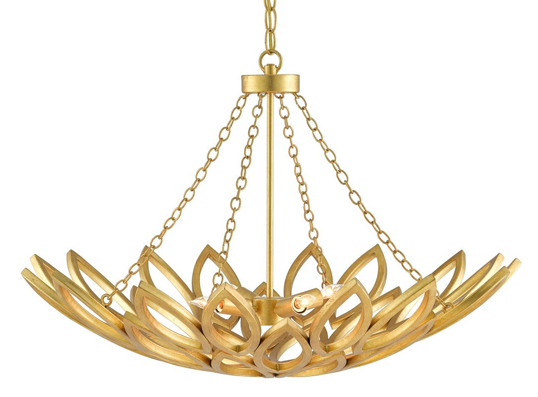 Currey and Company Allemande Gold Chandelier - Contemporary Gold Leaf
