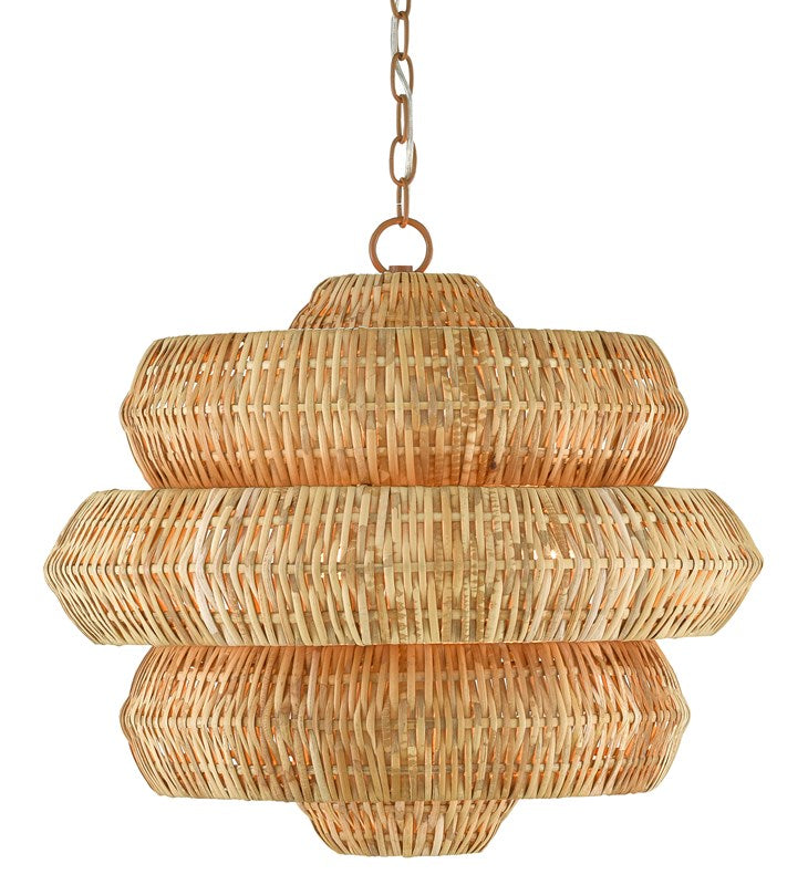Currey and Company Antibes Small Chandelier - Khaki/Natural Rattan