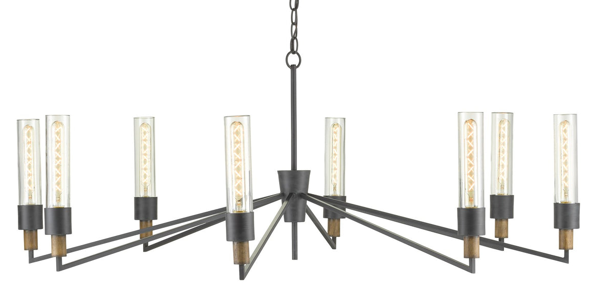 Currey and Company Delgado Chandelier - Antique Black/Reclaimed Wood