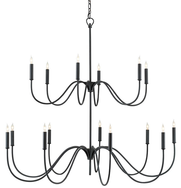 Currey and Company Tirrell Medium Chandelier - Antique Black