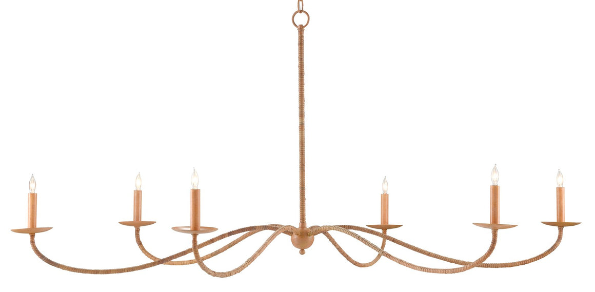 Currey and Company Saxon Rattan Chandelier - Painted Rattan/Natural Rattan
