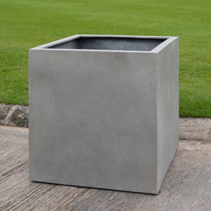 Lite Fiber Clay Square Planter - Stone Grey