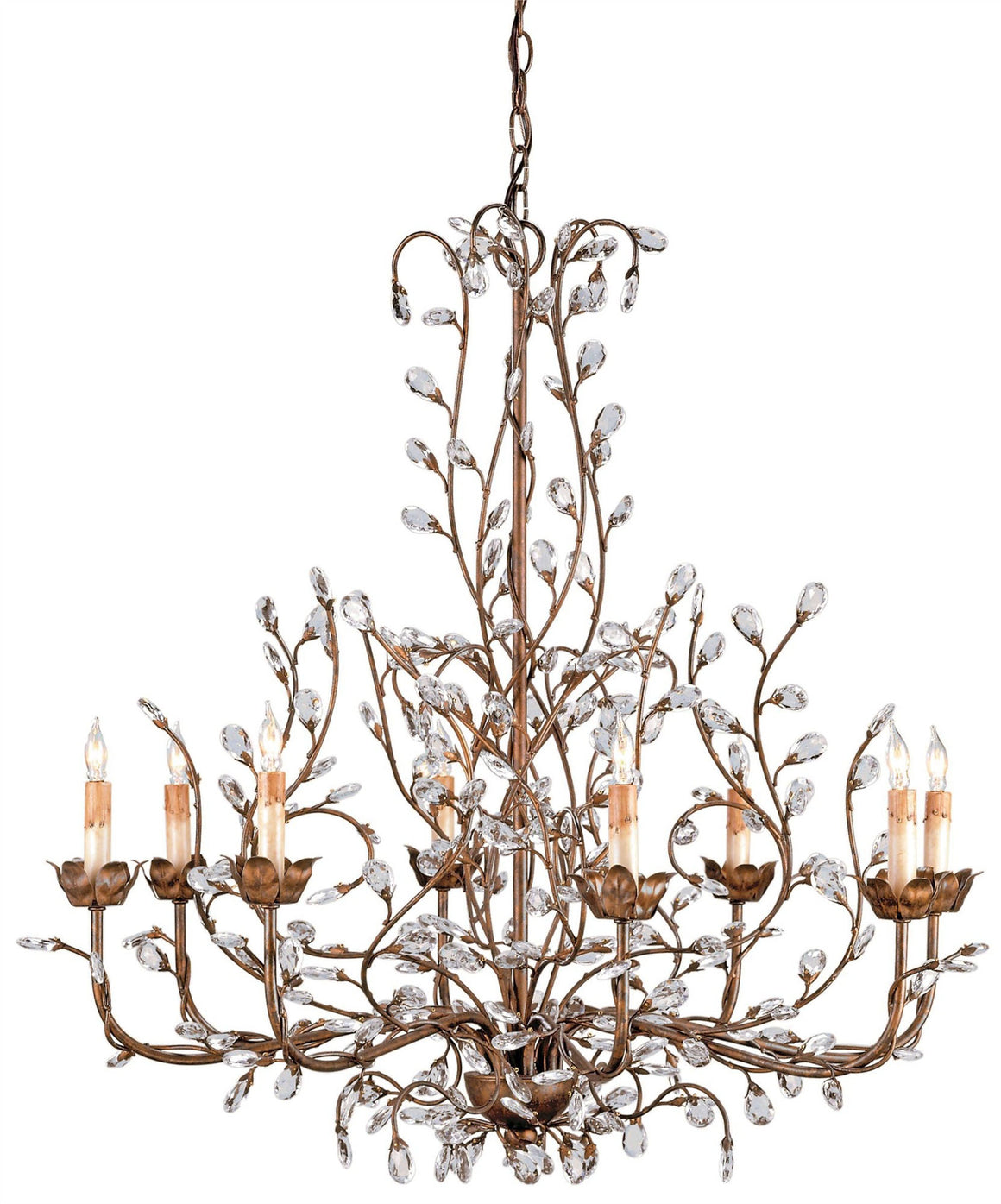 Currey and Company Crystal Bud Cupertino Large Chandelier
