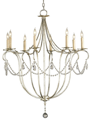 Currey and Company Crystal Lights Silver Large Chandelier