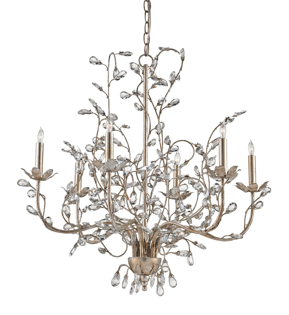 Currey and Company Crystal Bud Silver Medium Chandelier