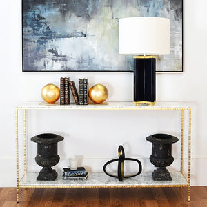 Worlds Away Agnes Hammered Textured Console - Gold Leaf