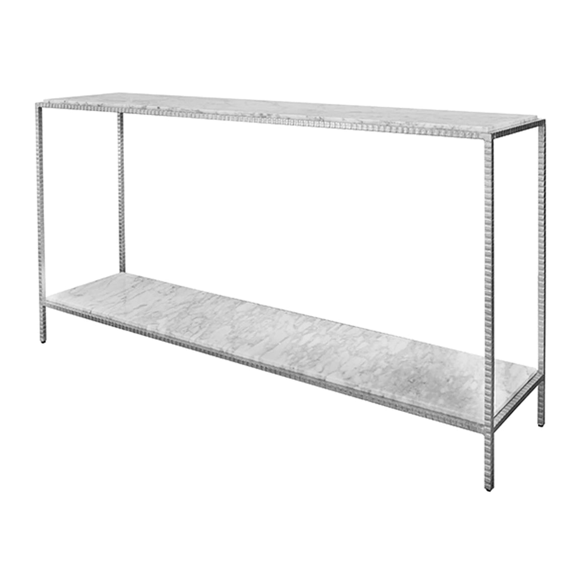Worlds Away Agnes Hammered Texture Console - Silver Leaf
