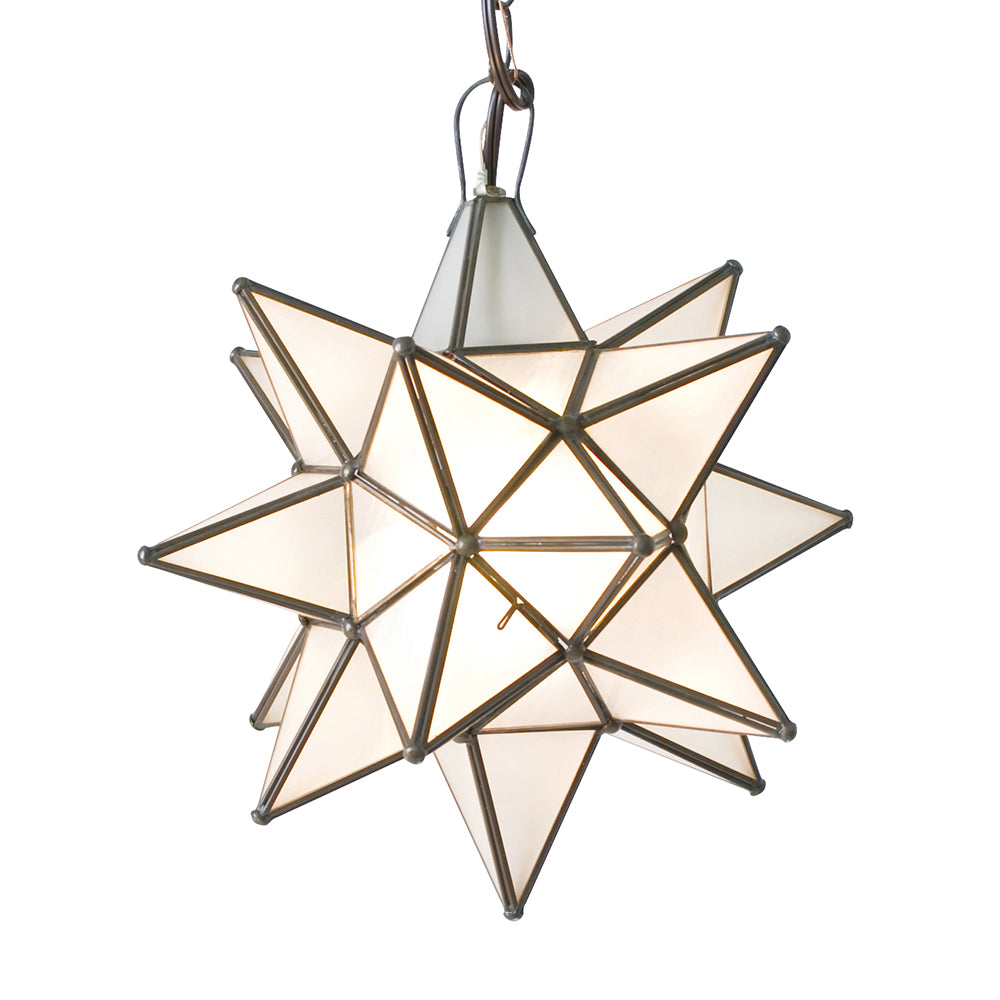 Worlds Away Large Star Pendant Light – Frosted Glass & Oxidized Metal