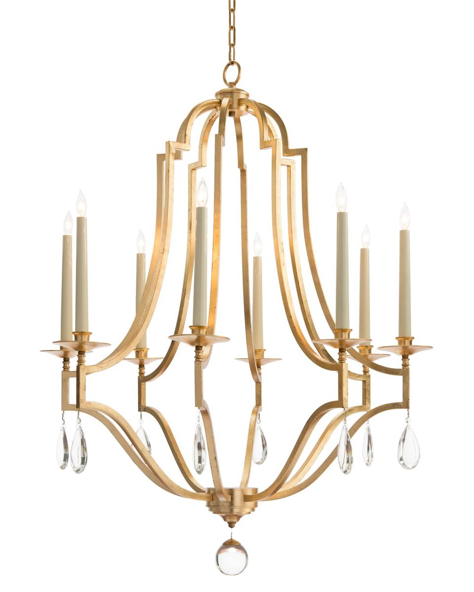 Gold-Leaf and Crystal Chandelier