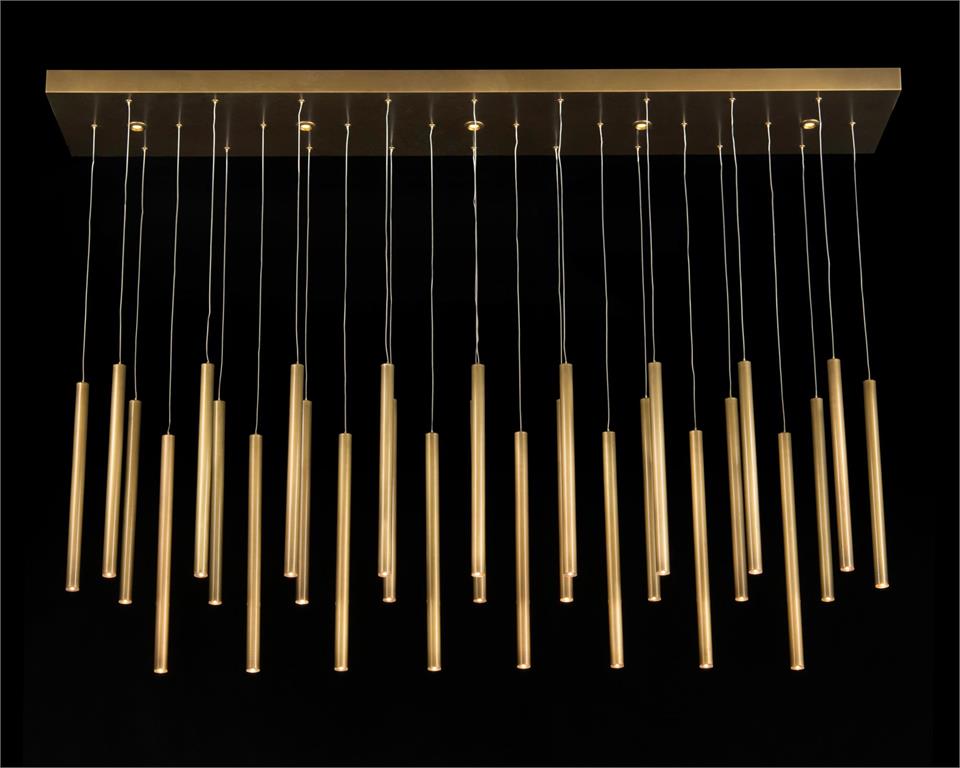 Hans Horizontal Thirty-Five-Light Brass Chandelier