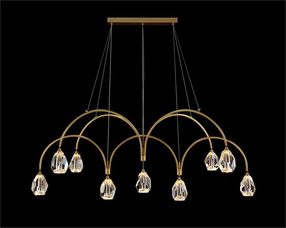 Faceted Cut Crystal Nine-Light Chandelier