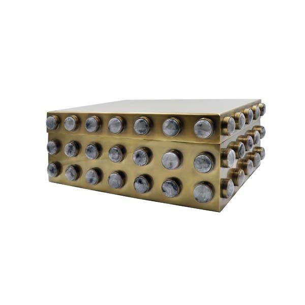 Worlds Away Alba Rectangle Brass Box With Resin Appliques