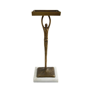Worlds Away Alexa Sculptural Side Table - Antique Brass