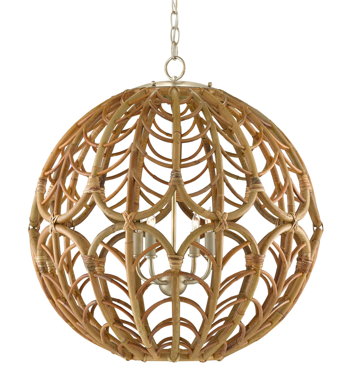 Cape Verde Orb Chandelier - Silver Leaf/Smokewood