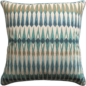 Diamond Pattern Pillow - Multi Blue, Green & Neutral