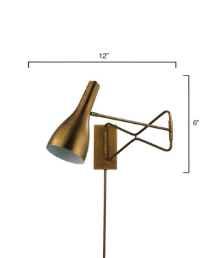 Mid-Century Modern Swing Arm Wall Sconce – Antique Brass