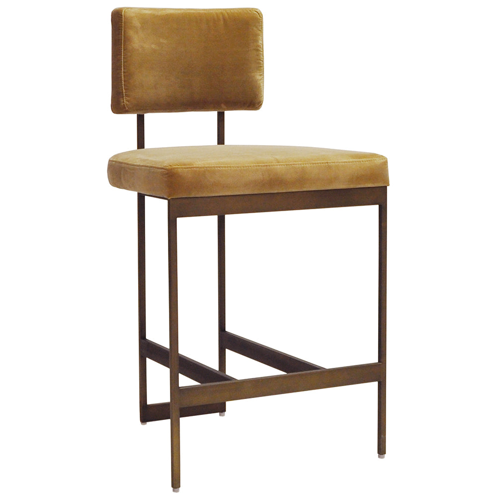 Worlds Away Shaw Bronze Frame Counter Stool – Camel Velvet