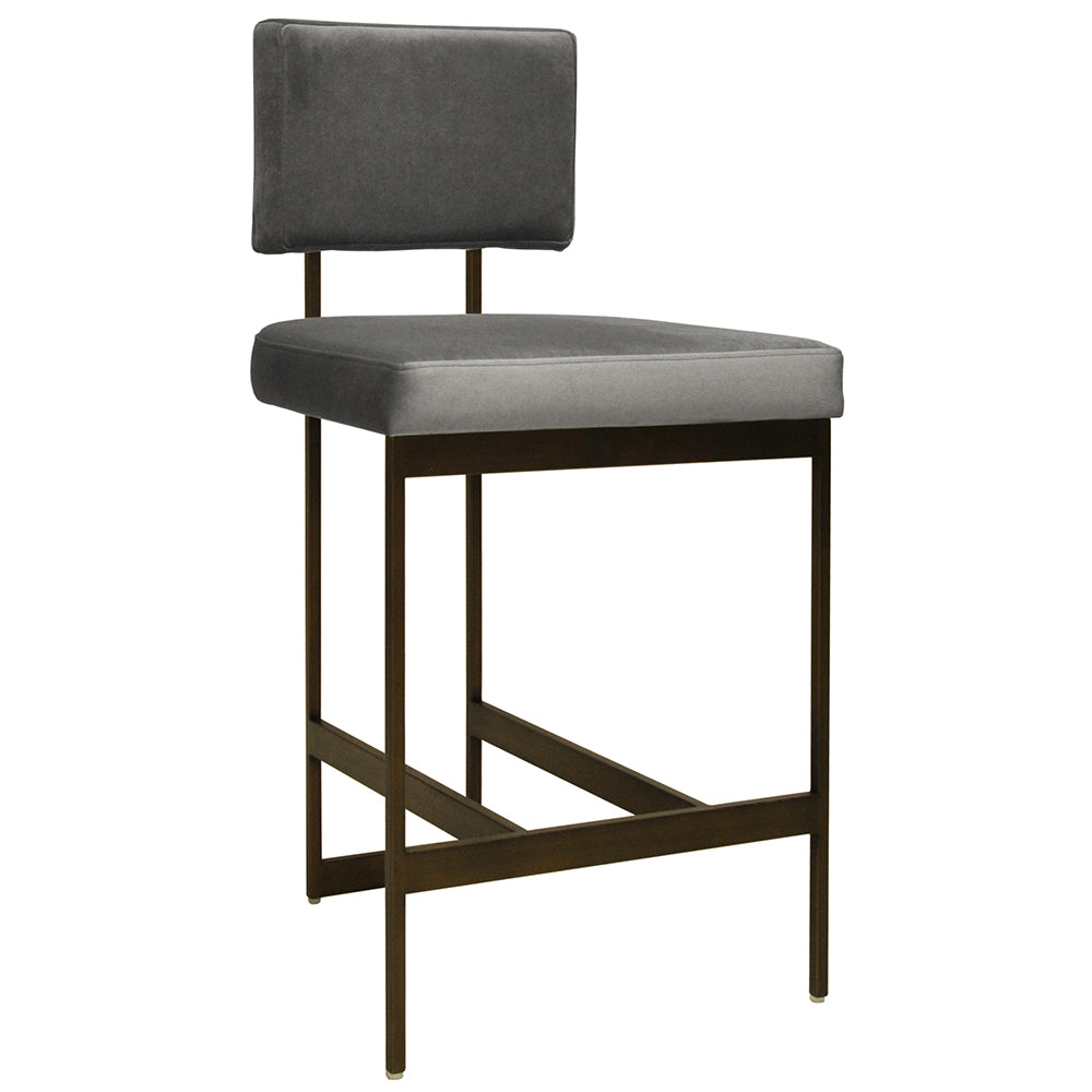 Worlds Away Shaw Bronze Frame Counter Stool – Grey Velvet