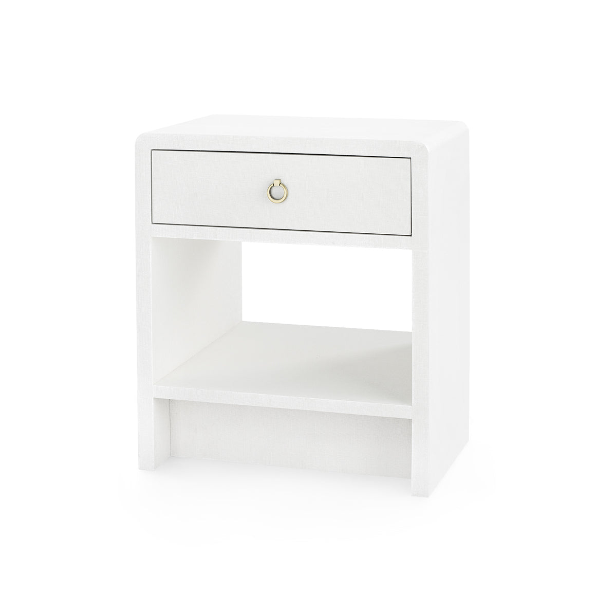 1-Drawer Side Table in White Linen | Benjamin Collection | Villa & House