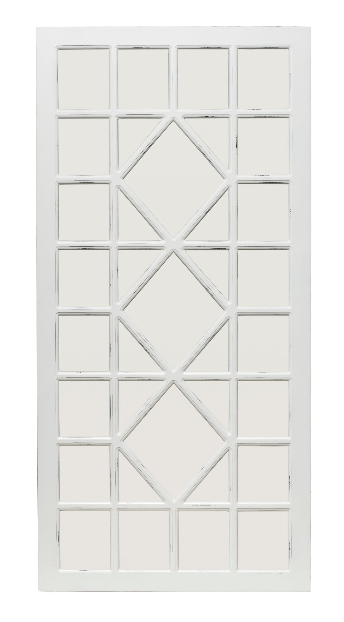 Antique Rectangular Wooden Paned Mirror