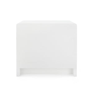 Bryant 3-Drawer Side Table, White Lacquered Linen | Bryant Collection | Villa & House