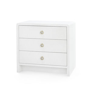 Bryant 3-Drawer Side Table, White Lacquered Linen | Bryant Collection | Villa & House