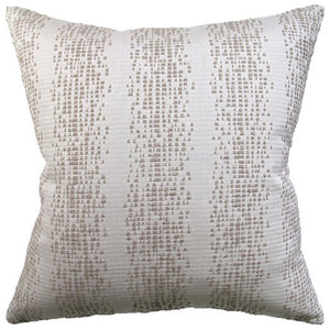 Pixellated Stripes Indoor/Outdoor Pillow – Beige