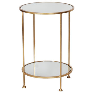 Worlds Away Chico Round Table with Mirror Tops - Gold Leaf