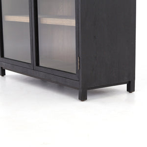 Millie Oak & Glass Cabinet - Drifted Black