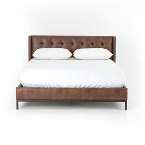 Newhall Wing Tufted Queen Bed - Vintage Tobacco Brown