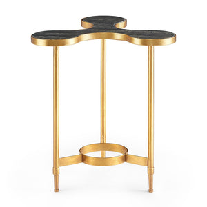 Gold Leafed Iron & Marble Clover Side Table – Black Marble | Clover Collection | Villa & House